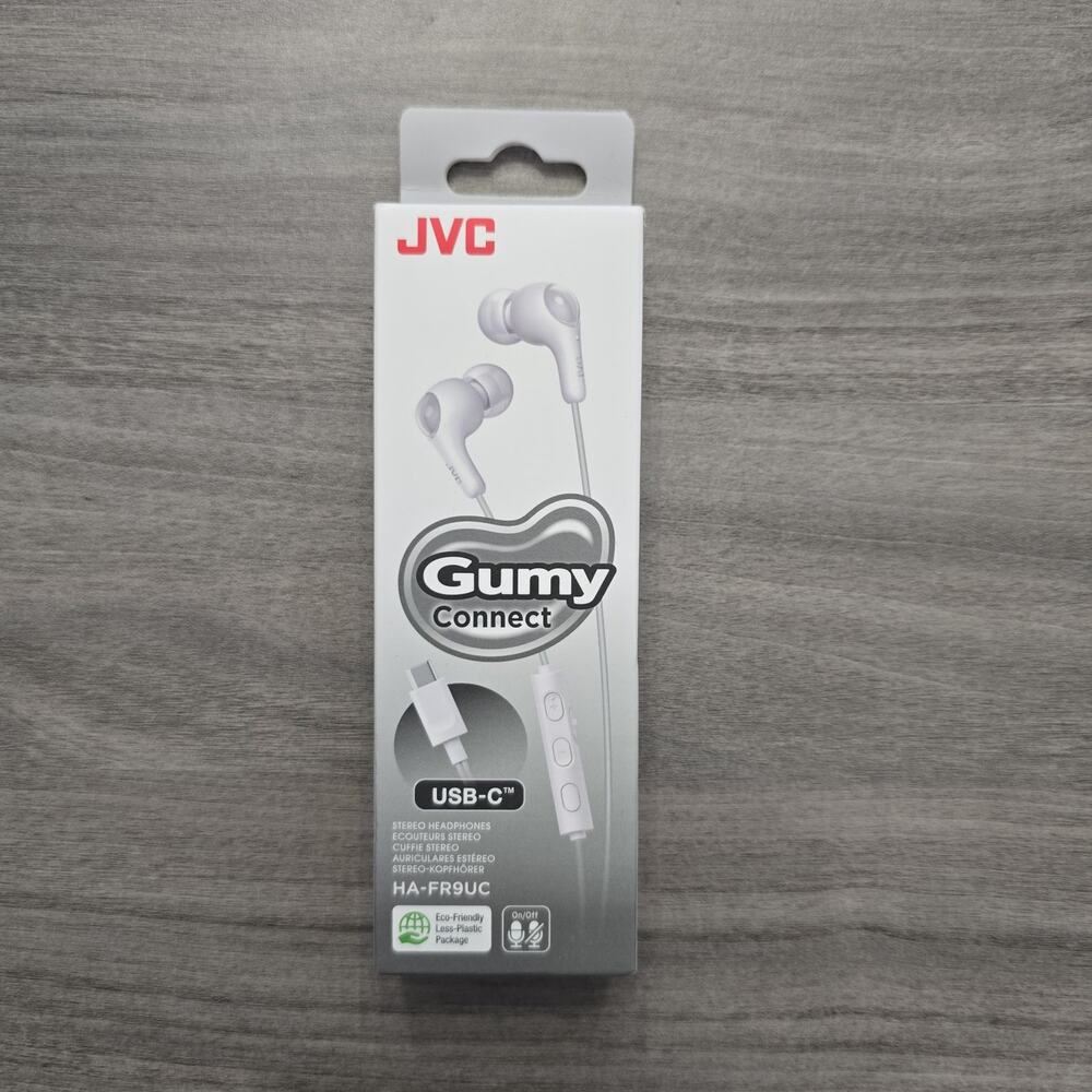 JVC Gumy Connect USB-C Wired Earbuds Headphones, White